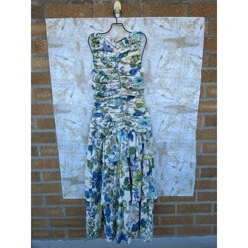 Abercrombie & Fitch High Neck Ruched Tiered Maxi Dress size XS